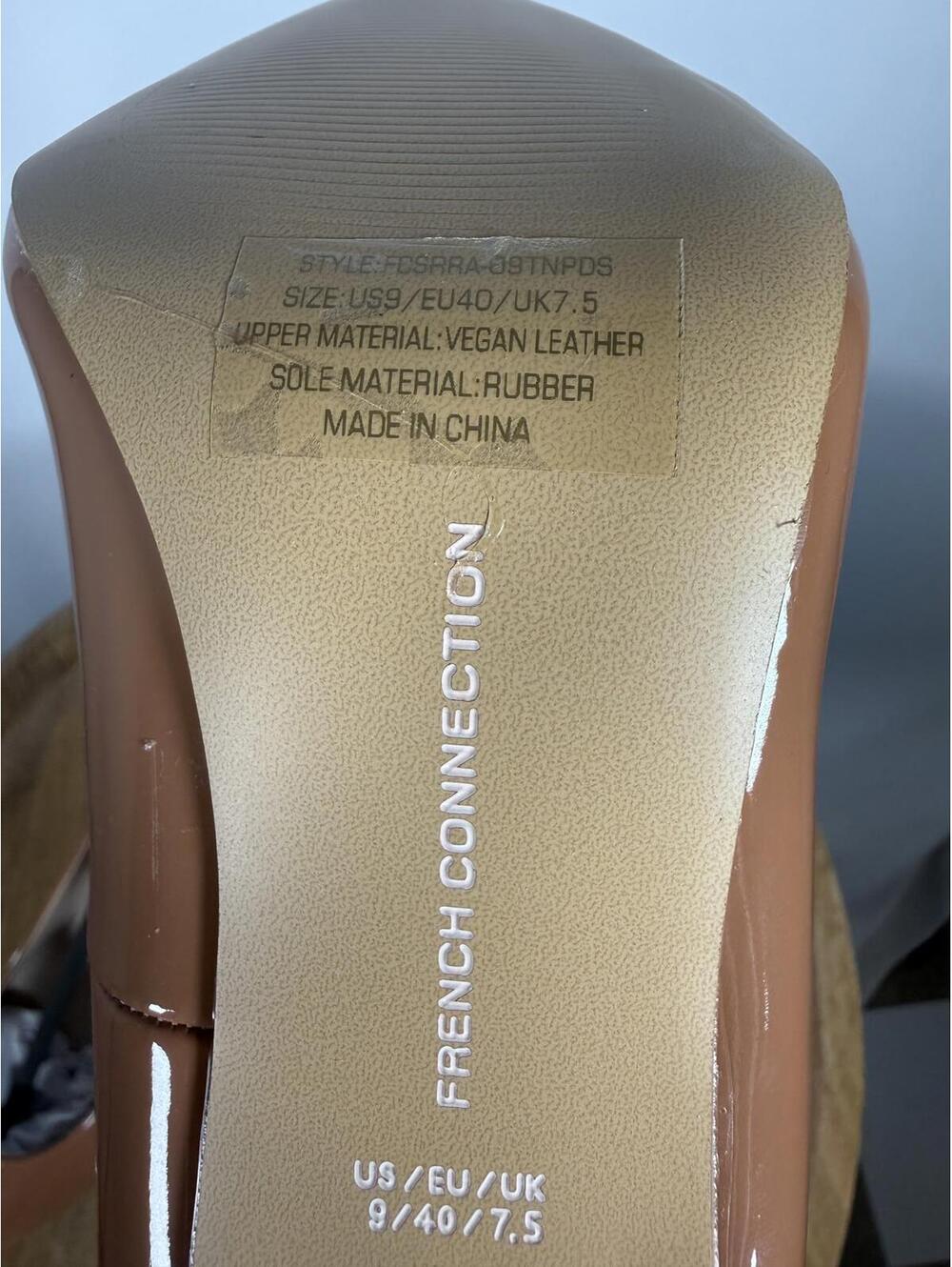 French Connection Patent Leather Tan Heels Pumps US 9 NWB - Picture 10 of 11